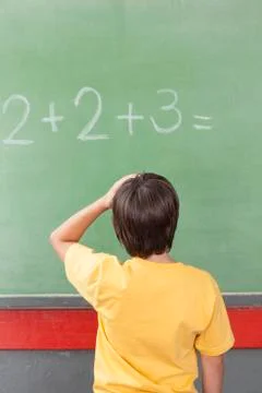 Boy worried about math Stock Photos