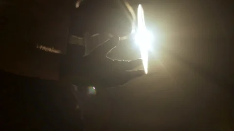 The boy wraps rope to hands with elastic fighting Stock Footage 98944219
