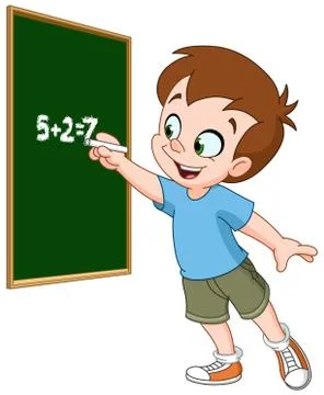 Boy writing on blackboard Stock Illustration