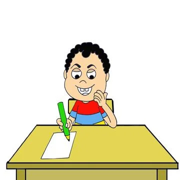 Boy writing Stock Illustration