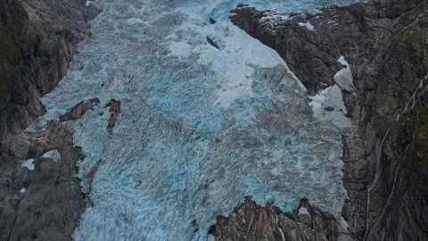 Boyabreen Glacier melts under climate pressure, high view Norway. Stock Footage 321004937