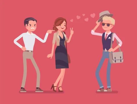 Boyfriend feeling jealous Stock Illustration