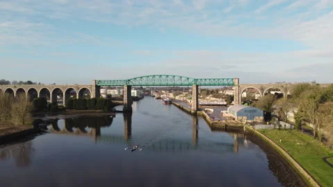 Boyne Viaduct Drogheda Reverse Track With Rowing Boat Stock Footage 170937663