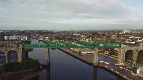 Boyne Viaduct Drogheda With Train Crossing Stock Footage 170936604