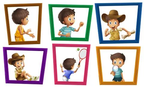 Boys and photo frames Illustrazione stock