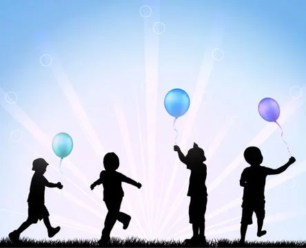 Boys with balloons Stock Illustration