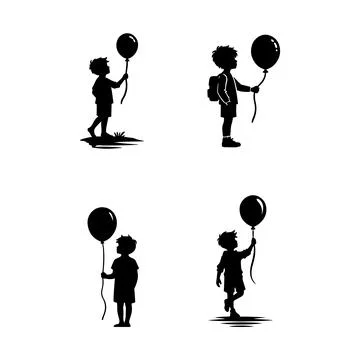 Boys with balloons Stock Illustration