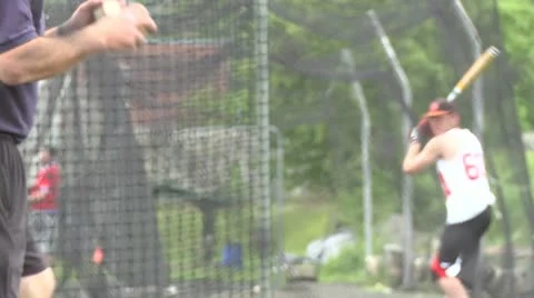 Boys baseball team at batting practice (3 of 5) Stock Footage 10344224