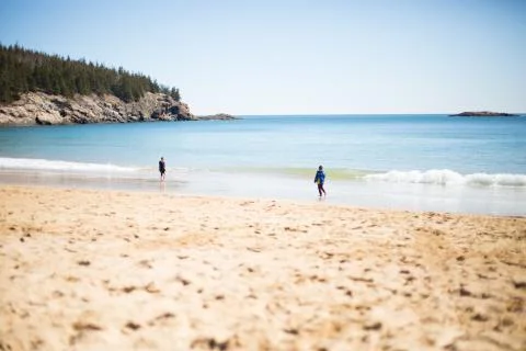 Boys on Beach Stock Photos