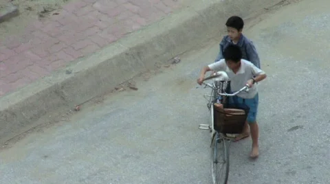 Boys on Bicycle Stock Footage 356590