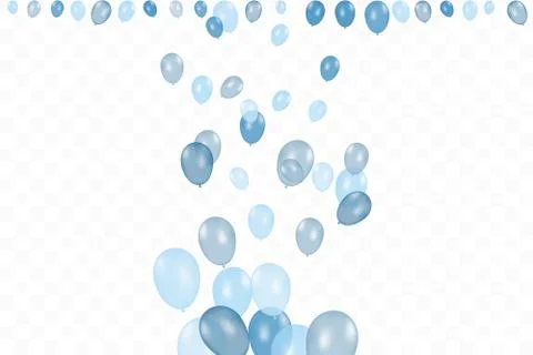 Boy's birthday. Composition of vector realistic blue balloons isolated on Stock Illustration