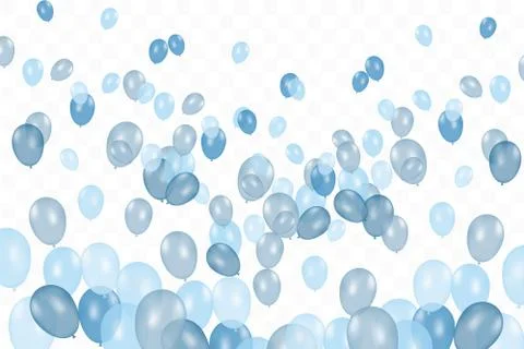 Boy's birthday. Composition of vector realistic blue balloons isolated on Stock-Illustration