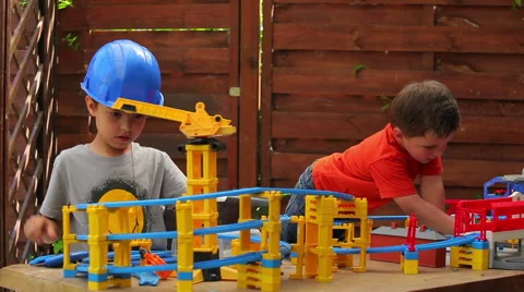 Boys building a road from a constructor Vídeos de archivo 56649623