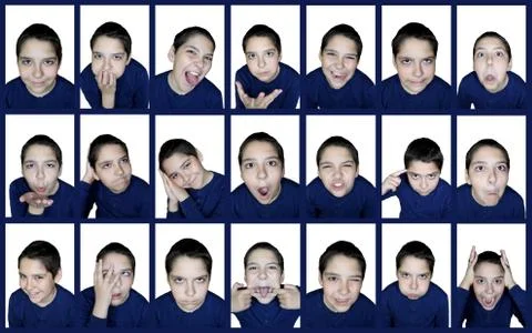 The boy's emotions. Collage. Stock Photos