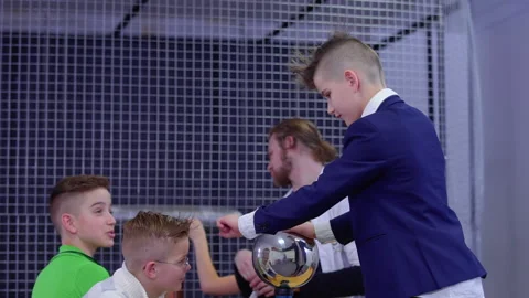 Boys explores reaction of electrostatic voltage on himself Stock Footage 89139995