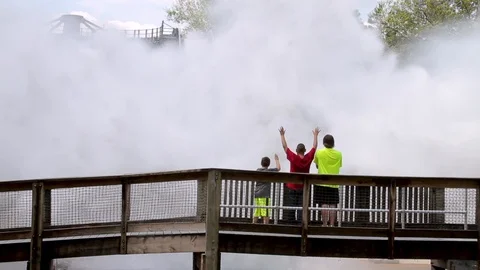 Boys Getting Splashed By A Roller Coaster Water Ride Stock Footage 96002927