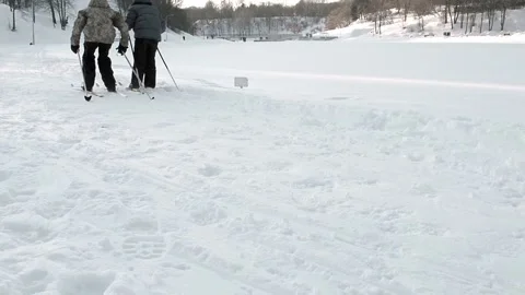 Boys go skiing Stock Footage 237478982