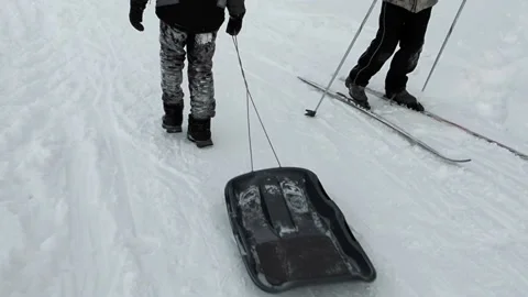 Boys go skiing Stock Footage 237479045