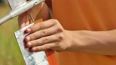 Boy's Hands Are Assembling a Wing of Aircraft Model People at Aircraft Models Stock Footage 64580206