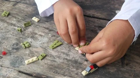 Boys hands playing with lego. Stock Footage 310520567