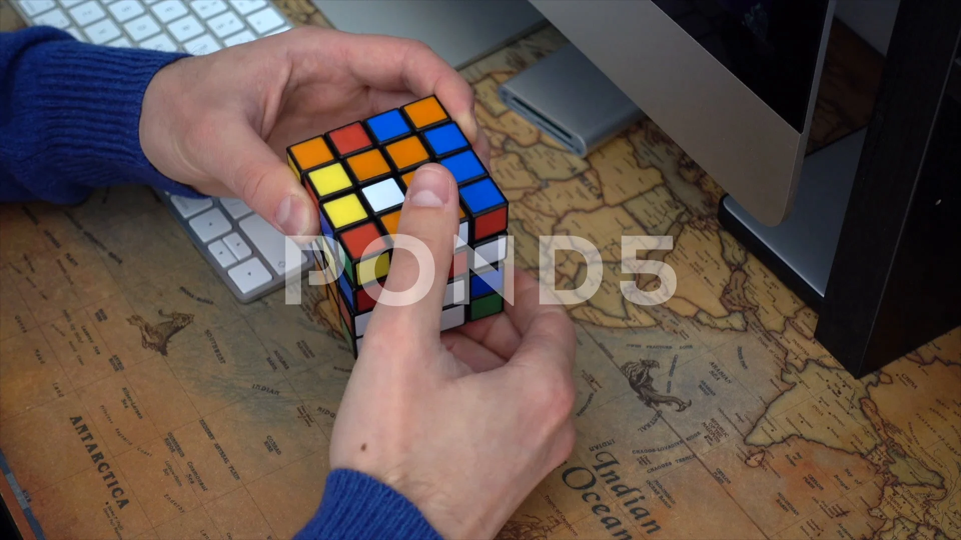 Boy S Hands Solving 4 X 4 Rubik S Cube Stock Video Pond5