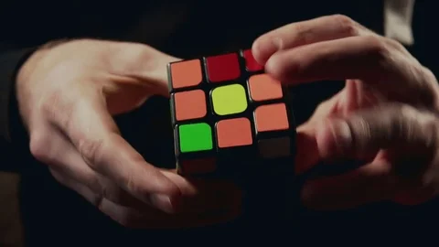 Boys hands solving Rubik's Cube 3x3x3 Video stock 82902665