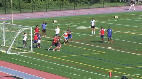 Boys High School Soccer practice (3 of 6) Stock Footage 10570520