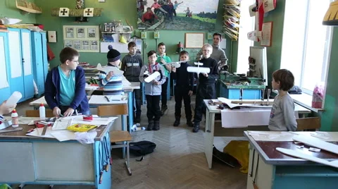 The boys made models of the airplane they flew Stock Footage 59113331