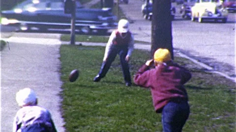 BOYS PLAY BALL Baseball Street Corner 1940s Vintage Film Retro Home Movie 326 Stock Footage
