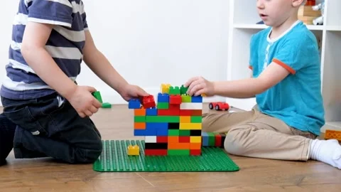 Boys Play with Constuction Set Video stock 88392141