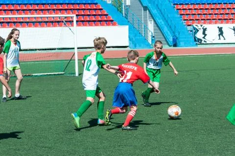 The boys play football Stock Photos