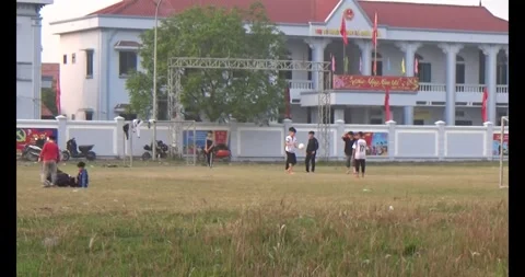 Boys playing soccer on the field Stock Footage 301848853