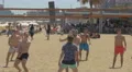 Boys playing volleyball on Playa de San Sebastian, Barcelona 4k or 4k+ Resolution