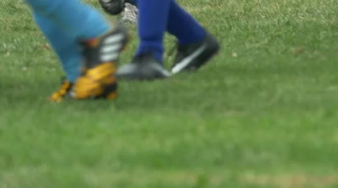 Boys playing youth soccer football, slow... | Stock Video | Pond5