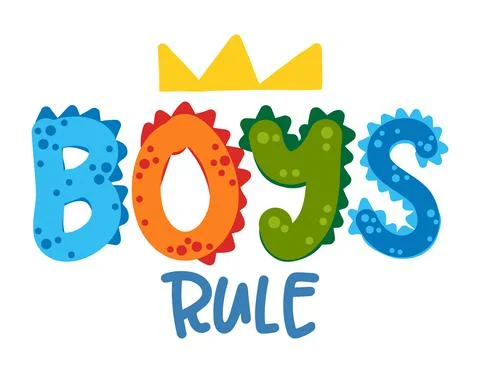 Boys rule text with with predatory pattern Stock Illustration