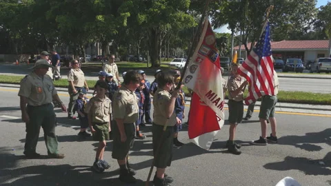 Boys Scout Veterans Day Parade 2018 Miami Lakes Fl 1 Stock Footage 220242453