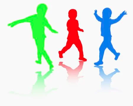 Boys silhouettes happy Stock Illustration