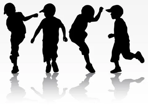 Boys silhouettes Stock Illustration