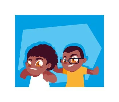 Boys smiling on blue background Illustrazione stock