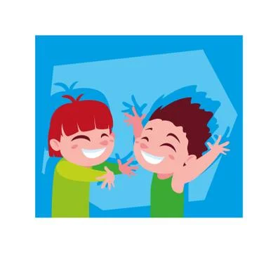 Boys smiling on blue background Illustrazione stock