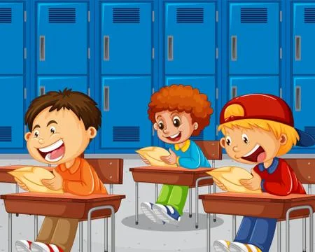 Boys taking the exam Stock Illustration
