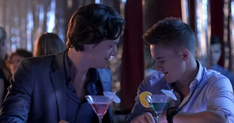 Boys Talking About Their Muscles While Drinking In The Disco Stock Footage 91128965