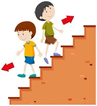 Boys walking up and down Stock Illustration