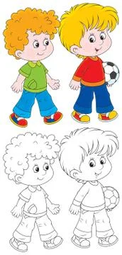 Boys walking Stock Illustration