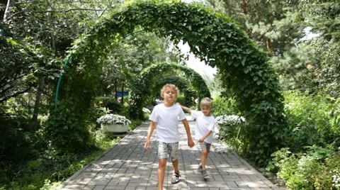 Boys walking in the park Stock Footage 27081571