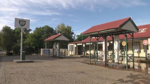 BP Gas Station In Solitaire, Namibia. Locked Off Stock Footage 140300294