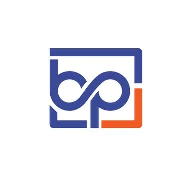 Bp letter with square logo Stock Illustration