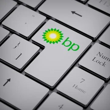 BP logo notebook keycap 3d illustration stock market editorial Stock-Fotos