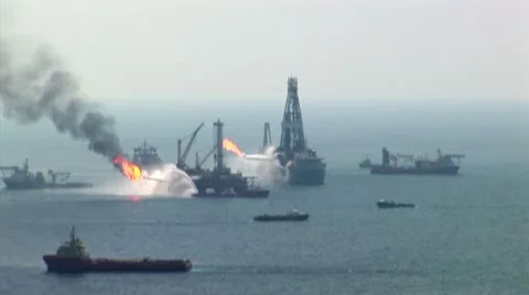 BP Oil Spill ground zero oil rigs Stock Footage 12591613