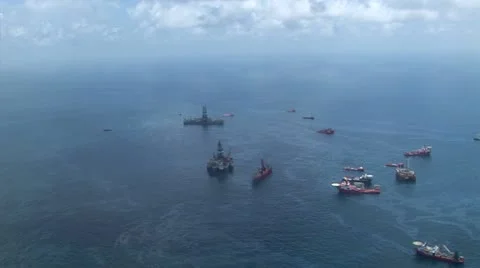 BP Oil Spill ground zero oil rigs Stock Footage
